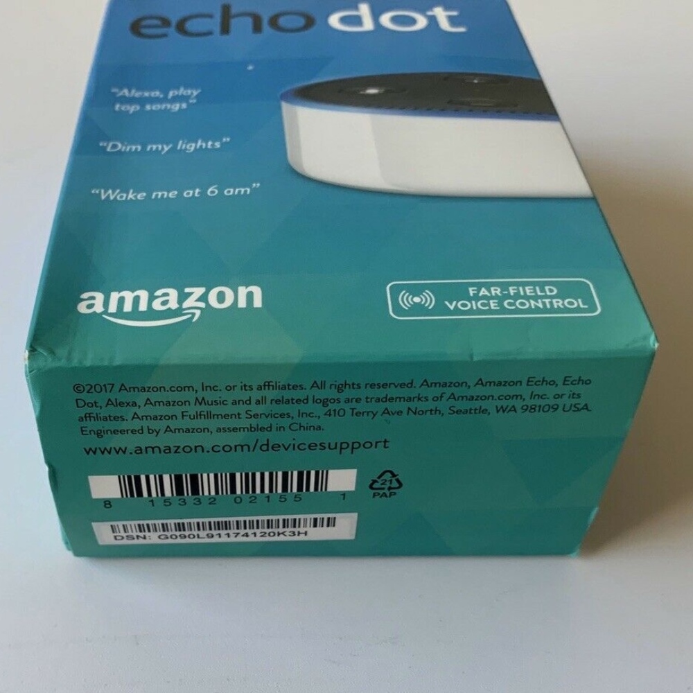 Amazon White Echo Dot 2nd Generation Alexa Smart Home Voice Controlled Speaker - Picture 8 of 8